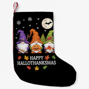 Petite Chaussette De Noël Joyeux Hallothanksmas Gnomes Lover Halloween Noël