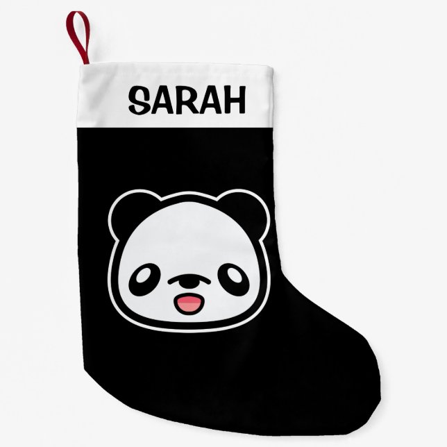 Petite Chaussette De Noël Joyeux Kawaii Panda Avec Nom Personnalisé (Devant)