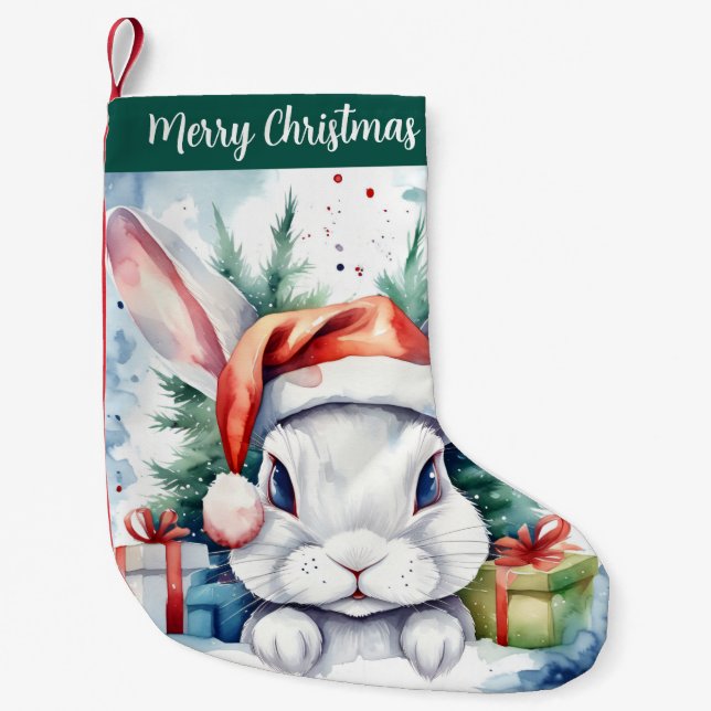 Petite Chaussette De Noël Joyeux lapin festif Casquette de Noël - (Devant)