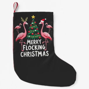 Petite Chaussette De Noël Joyeux Noël à troupeau de flamants roses sur l'arb