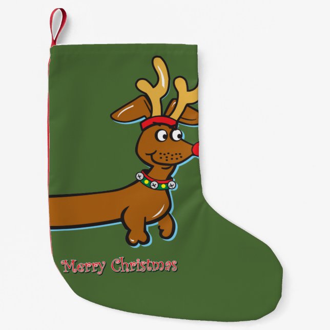 Petite Chaussette De Noël Joyeux Noël Dachshund (Devant)