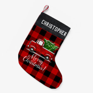 Petite Chaussette De Noël Joyeux Noël d'arbre rouge de camion pick-up