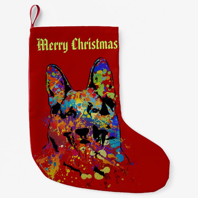 Petite Chaussette De Noël Joyeux Noël de berger allemand (Devant)