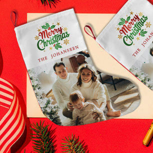 Petite Chaussette De Noël Joyeux Noël moderne classique simple photo de fami