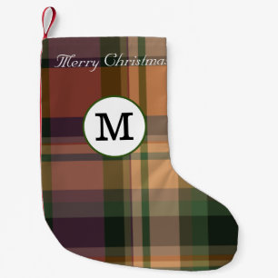 Petite Chaussette De Noël Joyeux Noël monogrammé élégant tartan initial