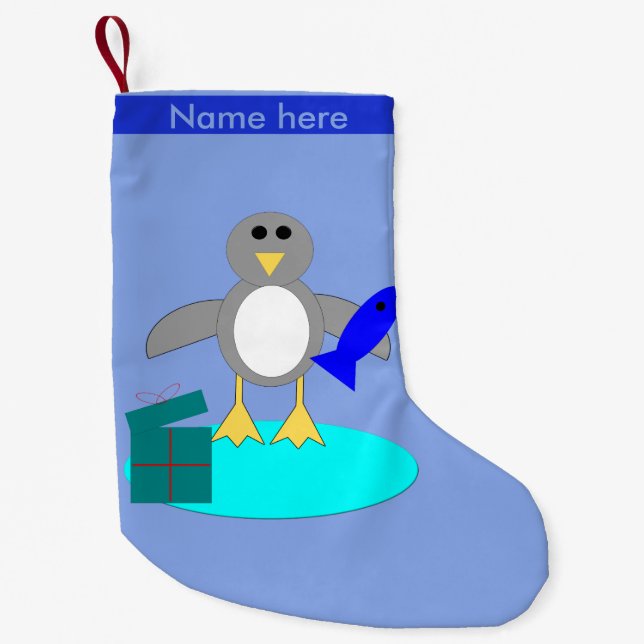 Petite Chaussette De Noël Joyeux Noël Pêche Pingouin Custom Stocking (Devant)
