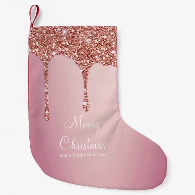 Petite Chaussette De Noël Joyeux Noël Rose Gold Drift Glam Girl (Devant)