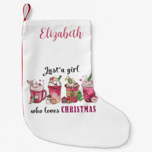 Petite Chaussette De Noël Juste une fille qui aime le café de Noël tendance 