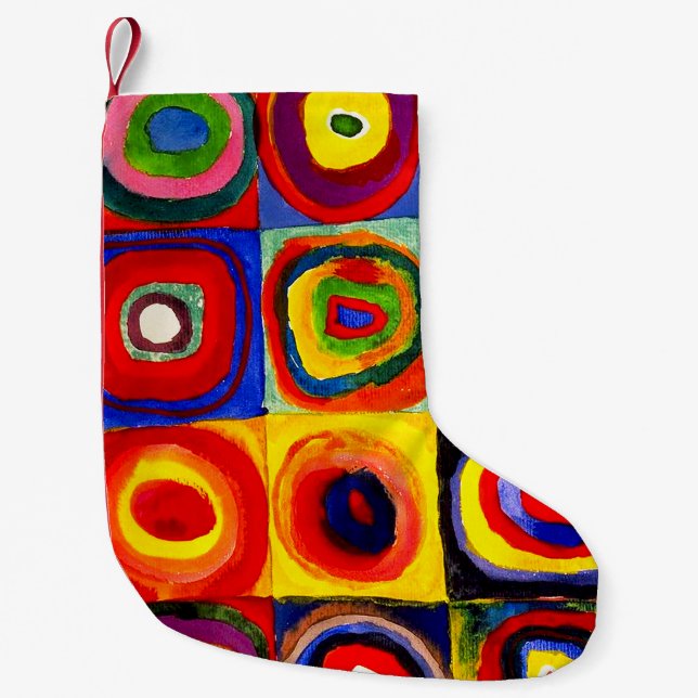 Petite Chaussette De Noël Kandinsky Farbstudie Cercles Carré Quadrate Art (Devant)
