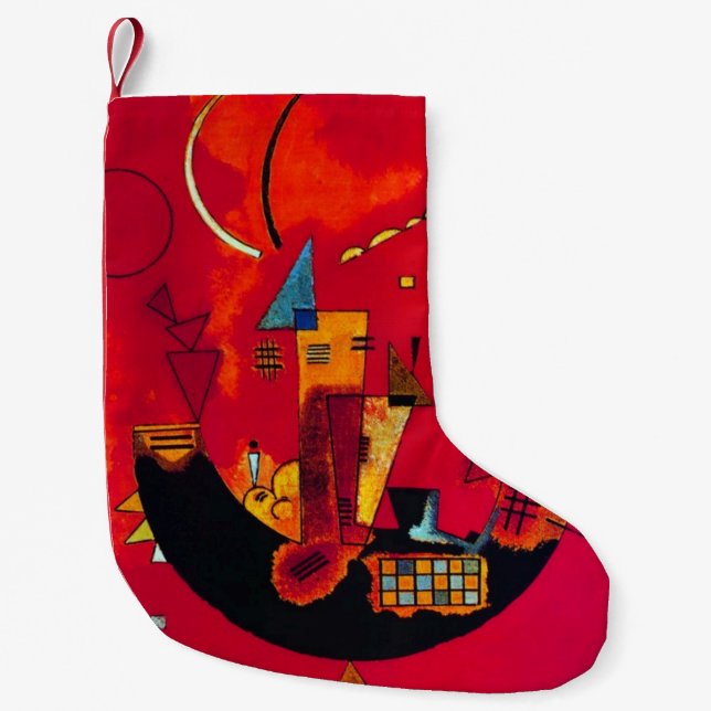 Petite Chaussette De Noël Kandinsky Mit und Gegen Red Abstract Painting (Devant)