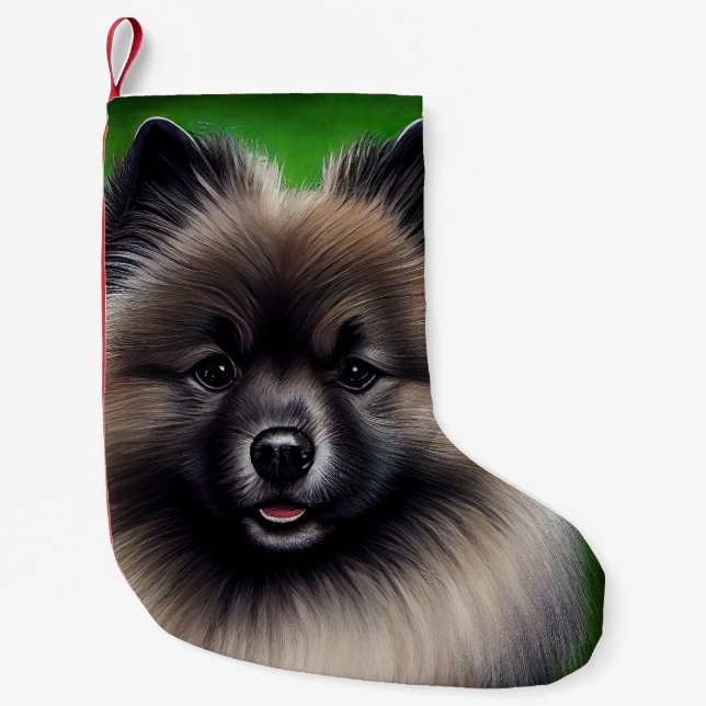 Petite Chaussette De Noël Keeshond Dog en tenue de jour St. Patrick (Devant)