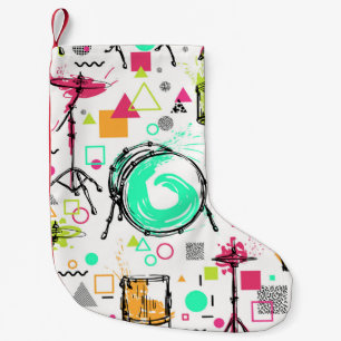 Petite Chaussette De Noël Kit Tambour : Aquarelle Memphis Retro.