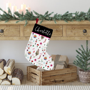 Petite Chaussette De Noël Kitsch Noël   Monogramme Rétro