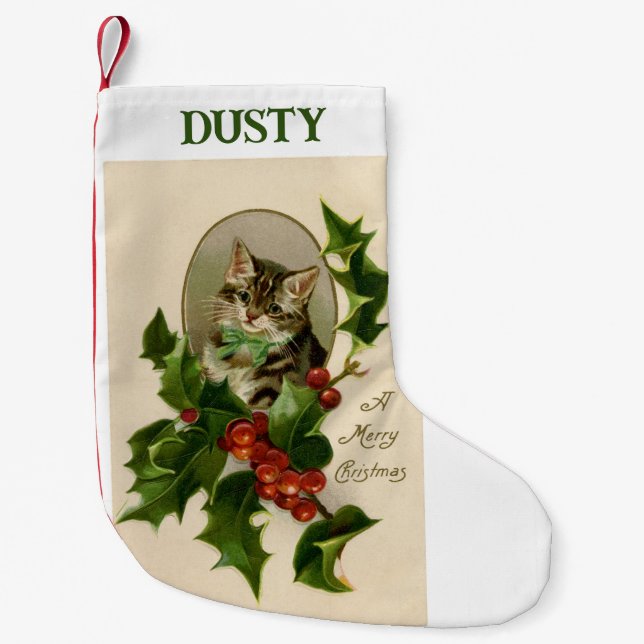 Petite Chaussette De Noël Kitty vintage Avec Stocker Holly Noël (Devant)
