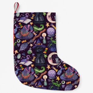 Petite Chaussette De Noël La magie d'Halloween : motif à main foncé.
