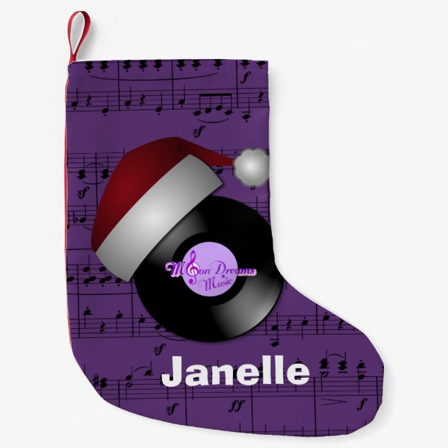 Petite Chaussette De Noël La musique pourpre note disque de casquette de (Devant)