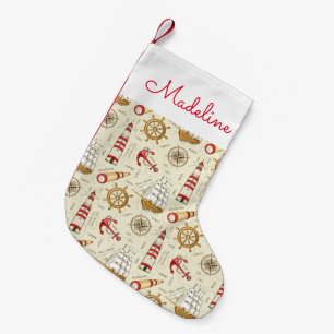 Petite Chaussette De Noël La scène   d'océan ajoutent votre nom