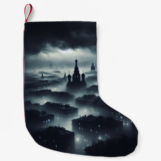 Petite Chaussette De Noël La ville nocturne sombre