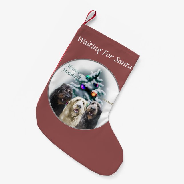 Petite Chaussette De Noël Labradoodle Trio Noël (Devant (Accrochage))