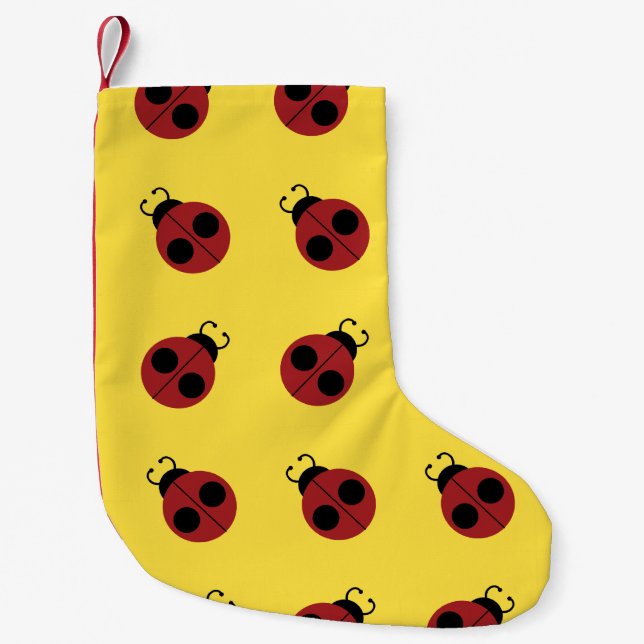 Petite Chaussette De Noël Ladybug 60s rétro cool rouge jaune (Devant)