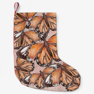Petite Chaussette De Noël L'amiral rouge papillons Arrière - plan rose