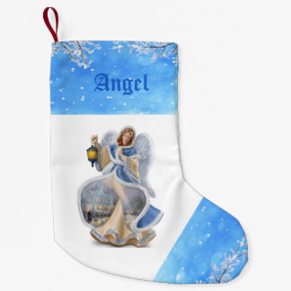 Petite Chaussette De Noël L'Ange de Noël dans la garde de Noël en bleu
