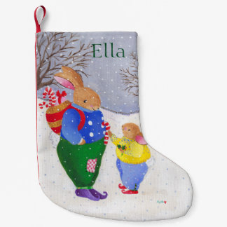 Petite Chaussette De Noël Lapin de Noël avec panier