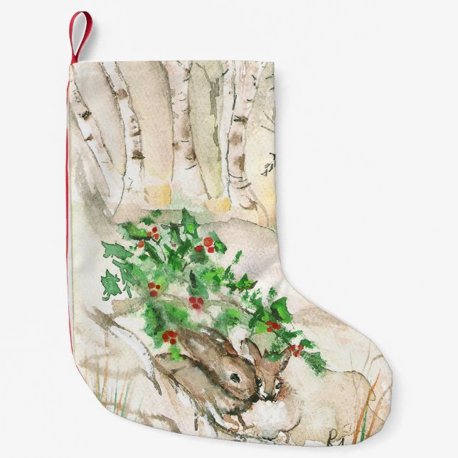 Petite Chaussette De Noël Lapins de bouleau (Devant)