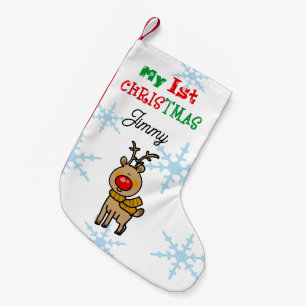 Petite Chaussette De Noël Le 1er Noël de bébé avec un adorable petit renne