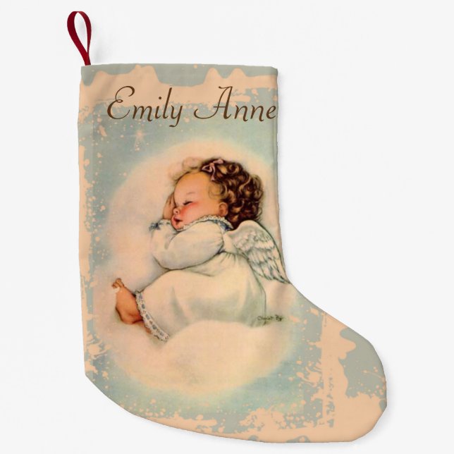 Petite Chaussette De Noël Le bébé personnalisé que l'ange s'envole le double (Devant)