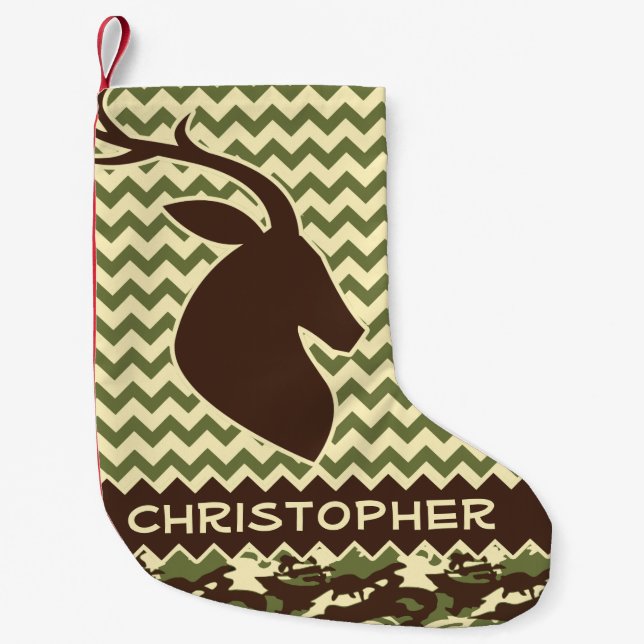 Petite Chaussette De Noël Le camouflage de mâle de cerfs communs de Chevron (Devant)