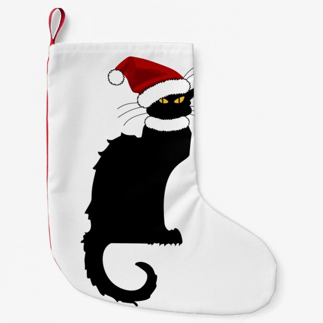 Petite Chaussette De Noël Le Conversation Noir Santa Hat Noël (Devant)