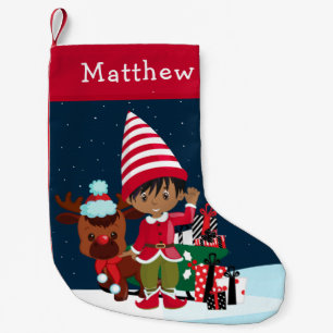 Petite Chaussette De Noël Le Garçon d'Elf multiculturel de Rudolph