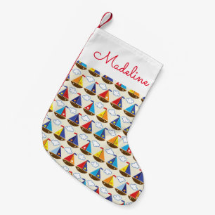 Petite Chaussette De Noël Le motif mignon de voilier ajoutent votre nom