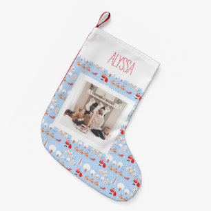 Petite Chaussette De Noël Le Père Noël arrive avec Reindeer Nom et photo
