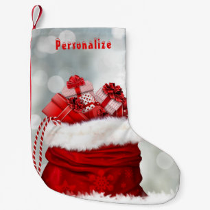 Petite Chaussette De Noël L'élégant sac-cadeau Père Noël présente Noël