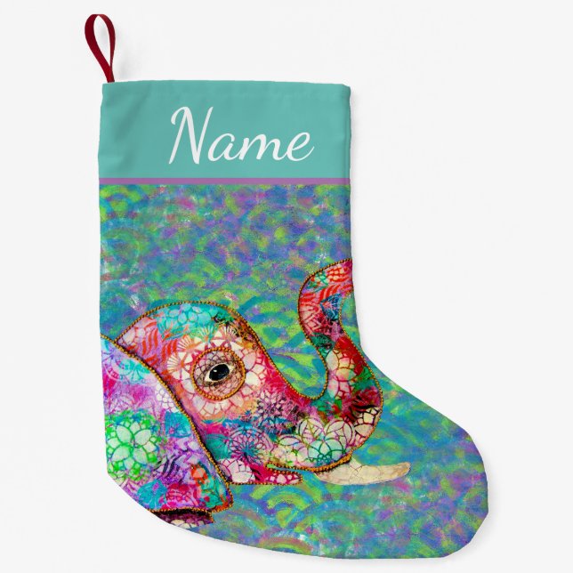 Petite Chaussette De Noël L'éléphant coloré Noël (Devant)
