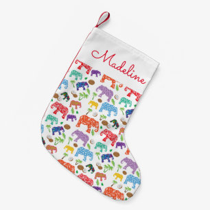 Petite Chaussette De Noël Les éléphants tropicaux ajoutent votre nom