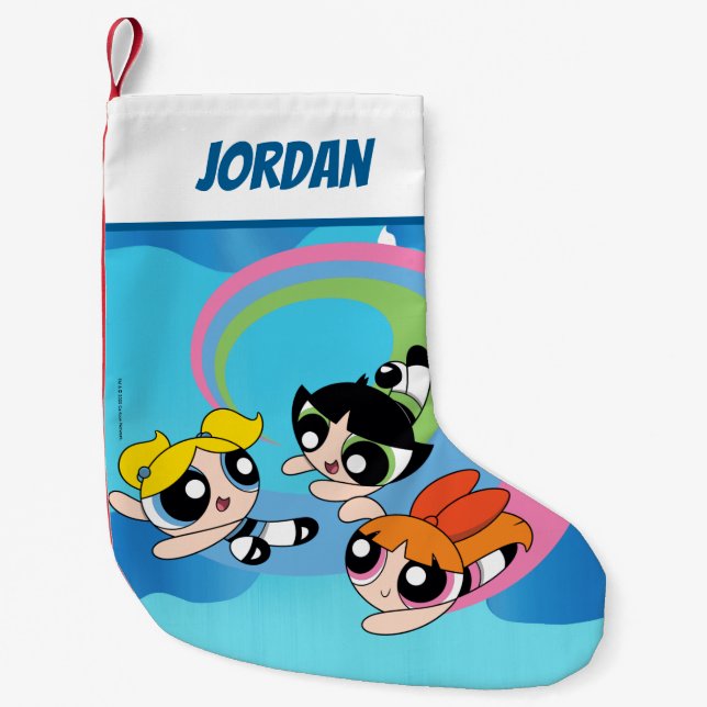 Petite Chaussette De Noël Les filles puissantes volent dans le ciel (Devant)