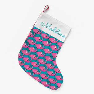 Petite Chaussette De Noël Les Flamants roses au néon   ajoutent votre nom