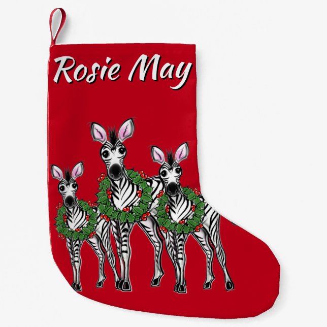 Petite Chaussette De Noël Les jolies zèbres de Noël personnalisent (Devant)