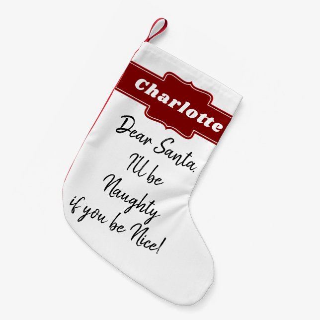 Petite Chaussette De Noël Lettre drôle de Père Noël de Noël personnalisée (Devant (Accrochage))