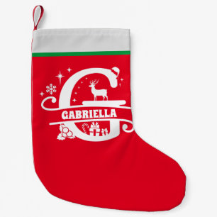 Petite Chaussette De Noël Lettre G Noël Monogramme Nom initial Rouge Blanc