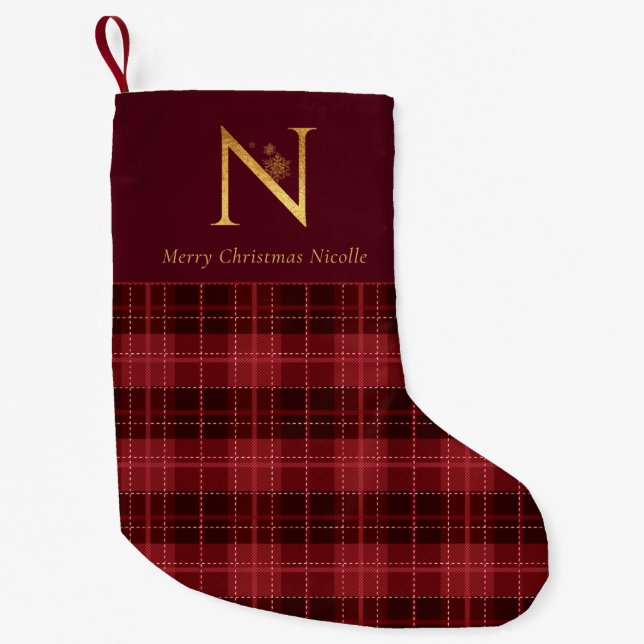 Petite Chaussette De Noël LETTRE MONOGRAPHIQUE D'OR PLAN DE Bourgogne N (Devant)