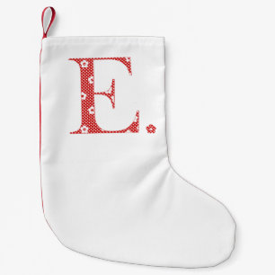 Petite Chaussette De Noël LETTRE Motif Fleur E(rouge)
