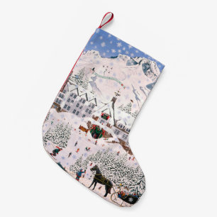 Petite Chaussette De Noël Ligne de bois de construction bas