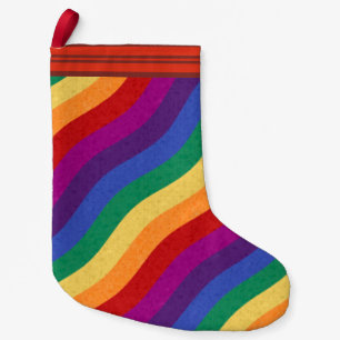 Petite Chaussette De Noël Lignes ondulées de couleur arc-en-ciel