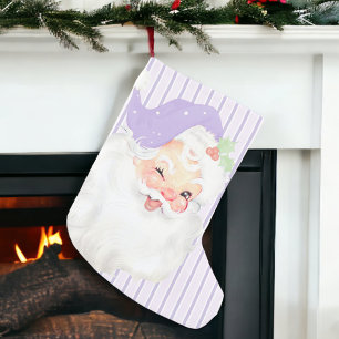 Petite Chaussette De Noël Lilac Purple Vintage Père Noël Wink Noël Stocke