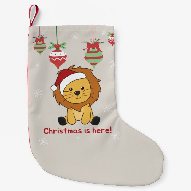 Petite Chaussette De Noël Lion Noël Neige Animaux d'hiver Lions Petit Chr (Devant)