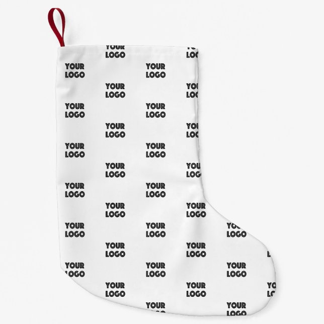 Petite Chaussette De Noël Logo simple à répéter | Blanc (Devant)